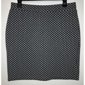 Loft Skirt Women's Sz M Black White Gray Textured Knit Pull On Skirt Corpcore